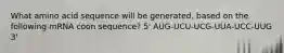 What amino acid sequence will be generated, based on the following mRNA coon sequence? 5' AUG-UCU-UCG-UUA-UCC-UUG 3'