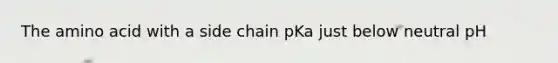 The amino acid with a side chain pKa just below neutral pH