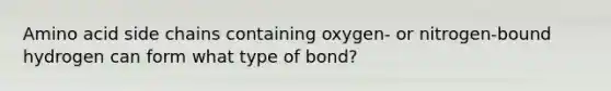 Amino acid side chains containing oxygen- or nitrogen-bound hydrogen can form what type of bond?