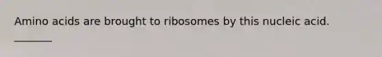 Amino acids are brought to ribosomes by this nucleic acid. _______ ​