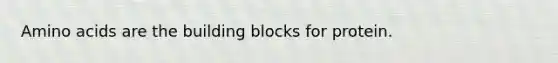 Amino acids are the building blocks for protein.