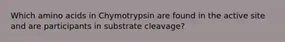 Which <a href='https://www.questionai.com/knowledge/k9gb720LCl-amino-acids' class='anchor-knowledge'>amino acids</a> in Chymotrypsin are found in the active site and are participants in substrate cleavage?