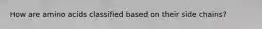 How are amino acids classified based on their side chains?