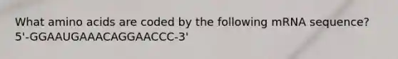 What amino acids are coded by the following mRNA sequence? 5'-GGAAUGAAACAGGAACCC-3'