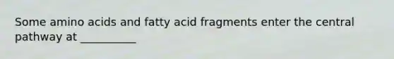 Some amino acids and fatty acid fragments enter the central pathway at __________