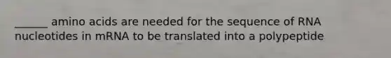 ______ amino acids are needed for the sequence of RNA nucleotides in mRNA to be translated into a polypeptide