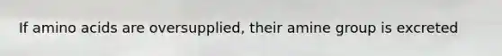 If amino acids are oversupplied, their amine group is excreted