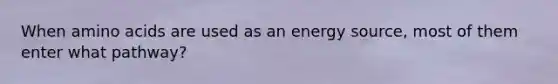 When amino acids are used as an energy source, most of them enter what pathway?