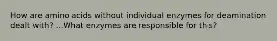 How are <a href='https://www.questionai.com/knowledge/k9gb720LCl-amino-acids' class='anchor-knowledge'>amino acids</a> without individual enzymes for deamination dealt with? ...What enzymes are responsible for this?