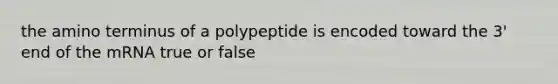 the amino terminus of a polypeptide is encoded toward the 3' end of the mRNA true or false