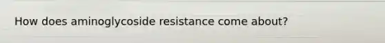 How does aminoglycoside resistance come about?