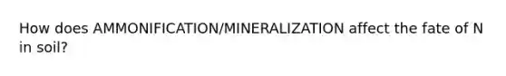 How does AMMONIFICATION/MINERALIZATION affect the fate of N in soil?