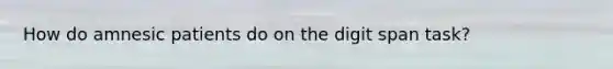 How do amnesic patients do on the digit span task?