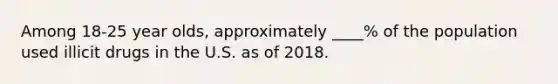 Among 18-25 year olds, approximately ____% of the population used illicit drugs in the U.S. as of 2018.