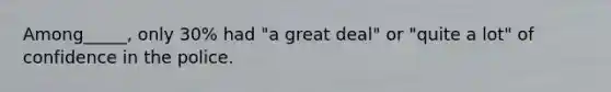 Among_____, only 30% had "a great deal" or "quite a lot" of confidence in the police.