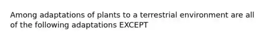 Among adaptations of plants to a terrestrial environment are all of the following adaptations EXCEPT