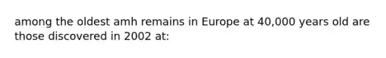 among the oldest amh remains in Europe at 40,000 years old are those discovered in 2002 at: