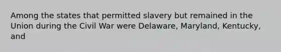 Among the states that permitted slavery but remained in the Union during the Civil War were Delaware, Maryland, Kentucky, and