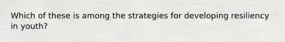 Which of these is among the strategies for developing resiliency in youth?