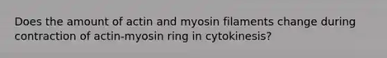 Does the amount of actin and myosin filaments change during contraction of actin-myosin ring in cytokinesis?