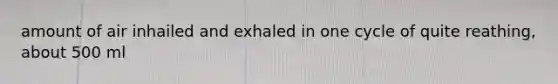 amount of air inhailed and exhaled in one cycle of quite reathing, about 500 ml