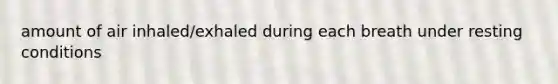 amount of air inhaled/exhaled during each breath under resting conditions