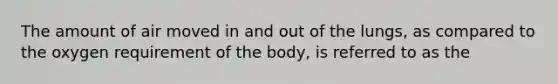 The amount of air moved in and out of the lungs, as compared to the oxygen requirement of the body, is referred to as the