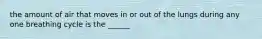 the amount of air that moves in or out of the lungs during any one breathing cycle is the ______