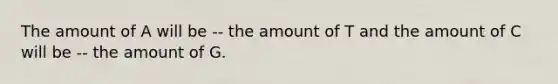 The amount of A will be -- the amount of T and the amount of C will be -- the amount of G.