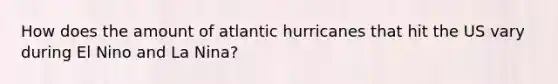 How does the amount of atlantic hurricanes that hit the US vary during El Nino and La Nina?