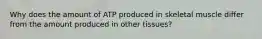 Why does the amount of ATP produced in skeletal muscle differ from the amount produced in other tissues?