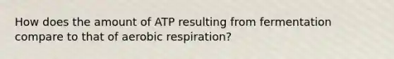 How does the amount of ATP resulting from fermentation compare to that of aerobic respiration?