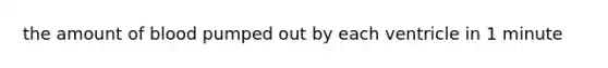 the amount of blood pumped out by each ventricle in 1 minute