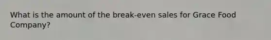 What is the amount of the break-even sales for Grace Food Company?