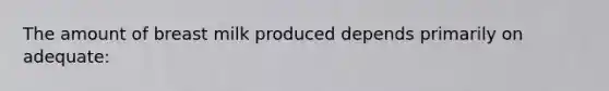 The amount of breast milk produced depends primarily on adequate:
