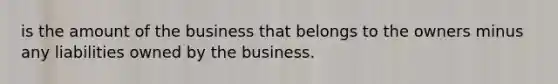 is the amount of the business that belongs to the owners minus any liabilities owned by the business.