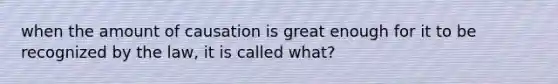 when the amount of causation is great enough for it to be recognized by the law, it is called what?