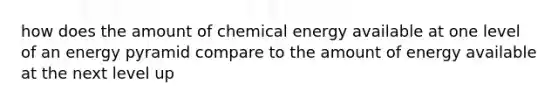 how does the amount of chemical energy available at one level of an energy pyramid compare to the amount of energy available at the next level up