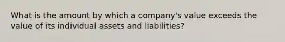 What is the amount by which a company's value exceeds the value of its individual assets and liabilities?