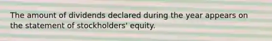 The amount of dividends declared during the year appears on the statement of stockholders' equity.