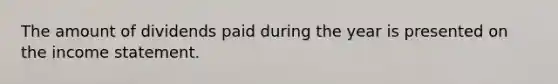 The amount of dividends paid during the year is presented on the income statement.