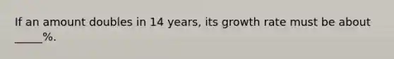 If an amount doubles in 14 years, its growth rate must be about _____%.