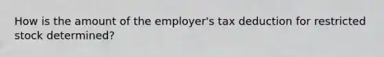 How is the amount of the employer's tax deduction for restricted stock determined?