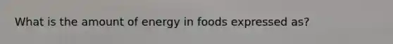 What is the amount of energy in foods expressed as?