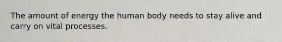 The amount of energy the human body needs to stay alive and carry on vital processes.