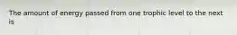 The amount of energy passed from one trophic level to the next is
