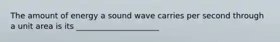 The amount of energy a sound wave carries per second through a unit area is its _____________________