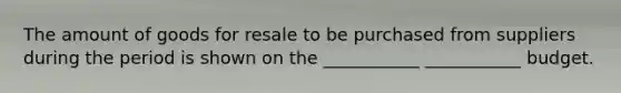 The amount of goods for resale to be purchased from suppliers during the period is shown on the ___________ ___________ budget.