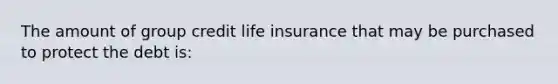 The amount of group credit life insurance that may be purchased to protect the debt is: