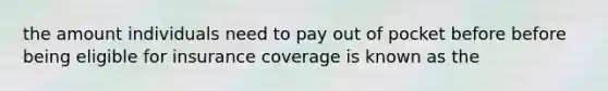 the amount individuals need to pay out of pocket before before being eligible for insurance coverage is known as the